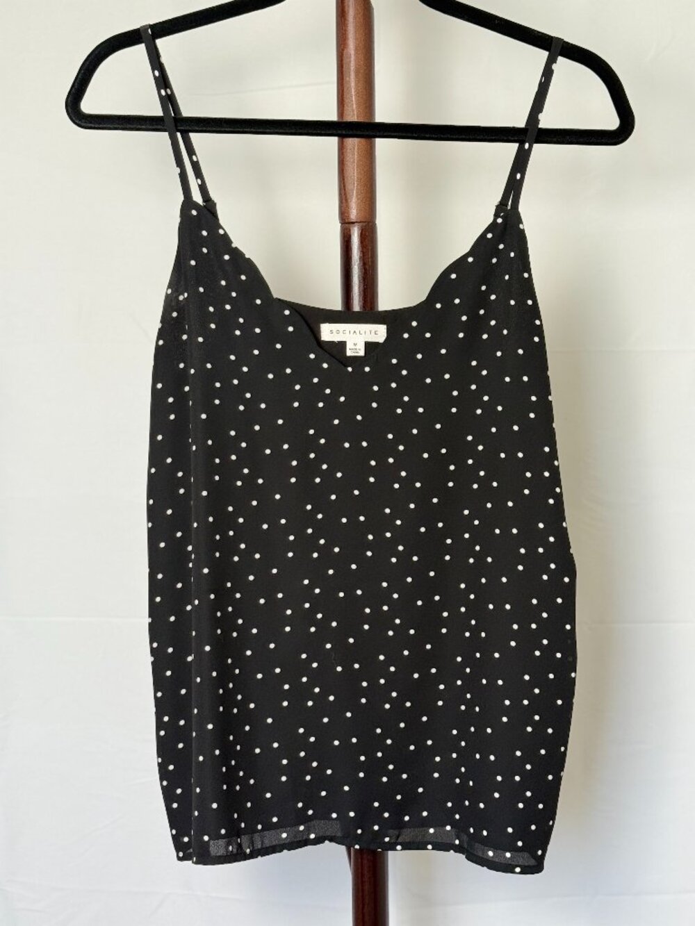Socialite | Black Polka Dot Cami Tank Top | Size M